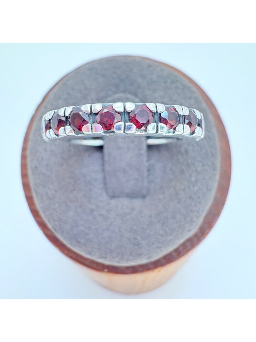 Synthetic Ruby & Sterling Silver 925 Eternity Band Size 9